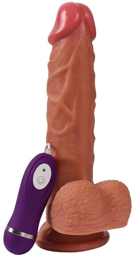 10 Farklı Titreşim Soft Et Doku 21 Cm Gerçekçi Çift Katmanlı Dildo Vantuzlu Penis Realistik Vibratör