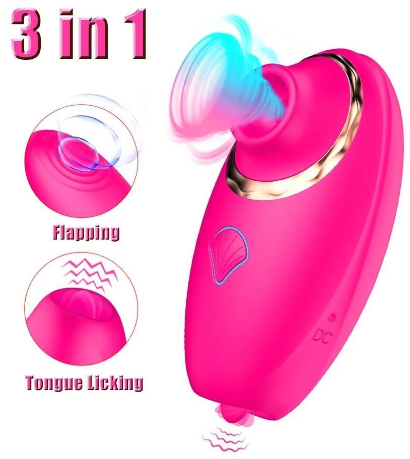 10 Farklı Titreşimli Dil Hareketli Ve Emiş Güçlü Soft Silikon Dokuda Usb Şarjlı 3 in 1 Vibratör