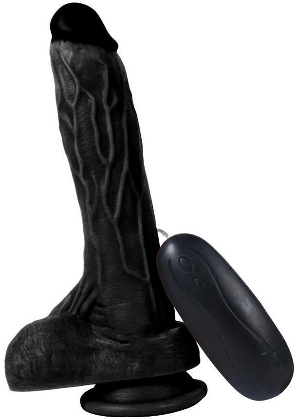 10 Farklı Titreşimli Gerçekçi Hissiyat 20.5 Cm Zenci Penis Vantuzlu Realistik Siyah Vibratör Dildo