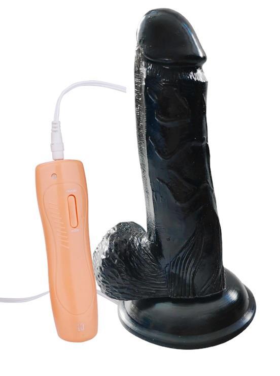 10 Mod Titreşim Gerçekçi Et Doku 18 Cm Vantuzlu Testisli Zenci Realistik Siyah Penis Dildo Vibratör