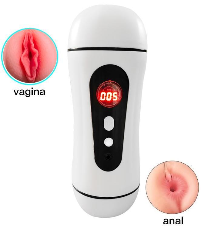 10 Mod Titreşimli Usb Şarjlı Ses Fonksiyonlu Çift İşlevli Vajina Ve Anal Gerçekçi Mastürbatör Kupası