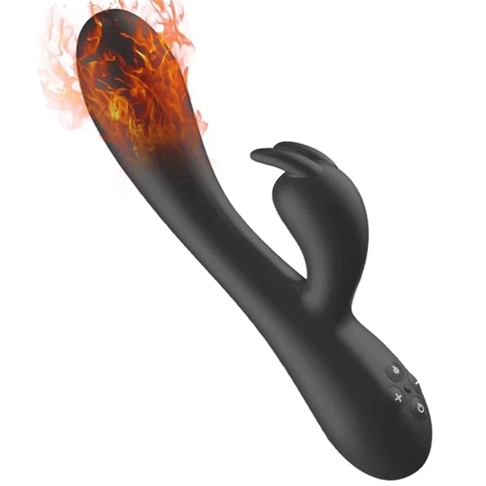 16 Titreşim Fonksiyonlu Usb Şarjlı Isıtmalı Klitoris Uyarıcılı Siyah Rabbit Vibratör