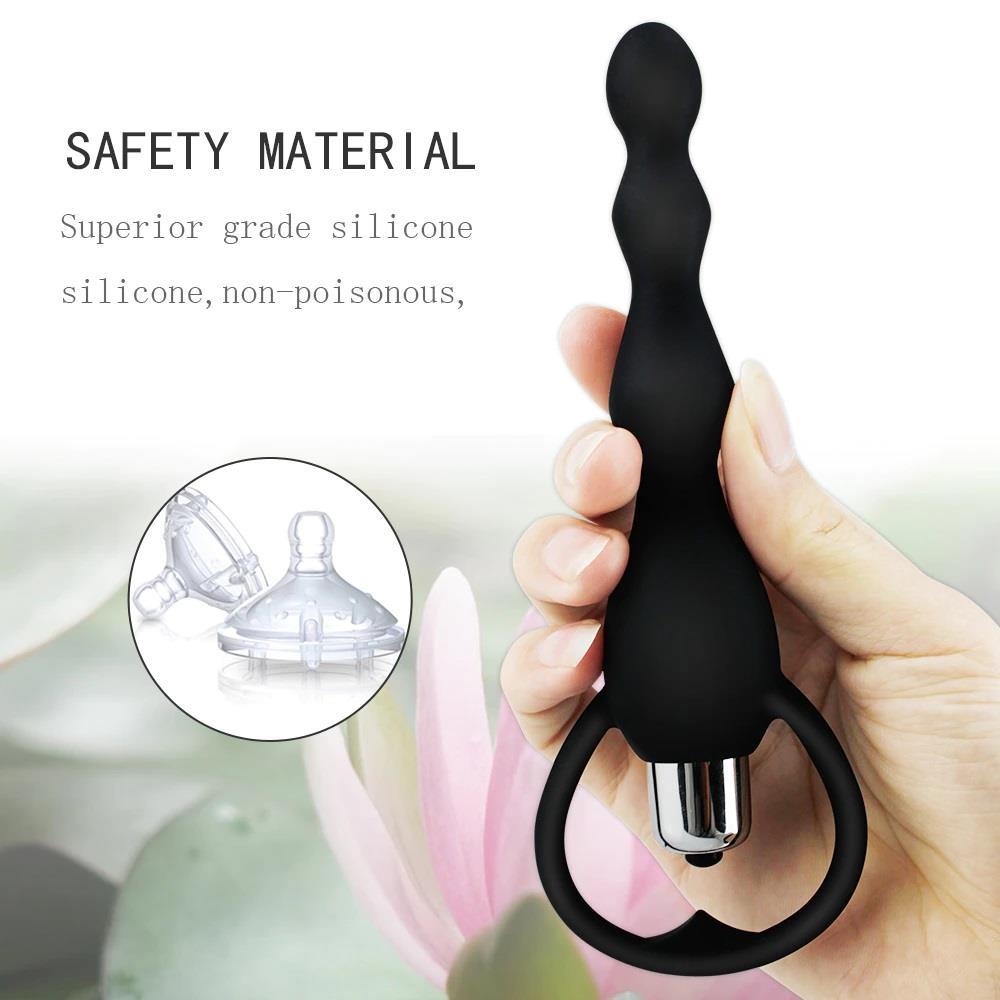 17.5 Cm Boğumlu Güçlü Titreşimli Esnek Soft Silikon Doku Anal Vajina Kullanılabilen Orgazm Vibratörü