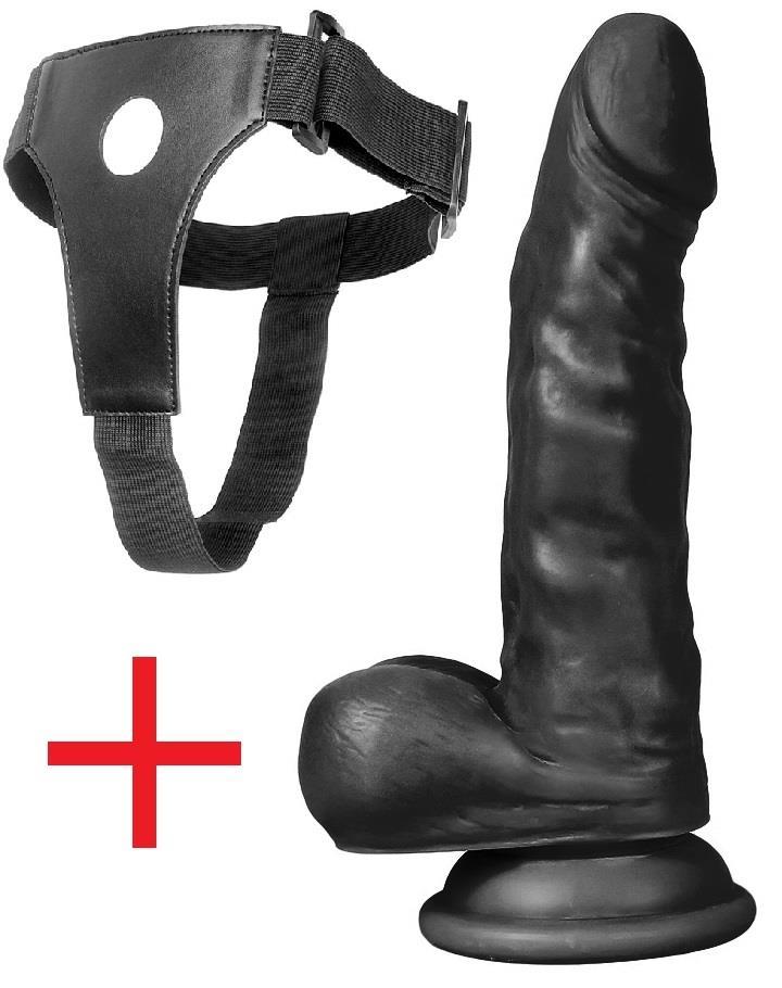 17 Cm Anal Vajina Gerçekçi Dokuda Belden Bağlamalı Zenci Dildo Realistik Takma Kemerli Siyah Penis
