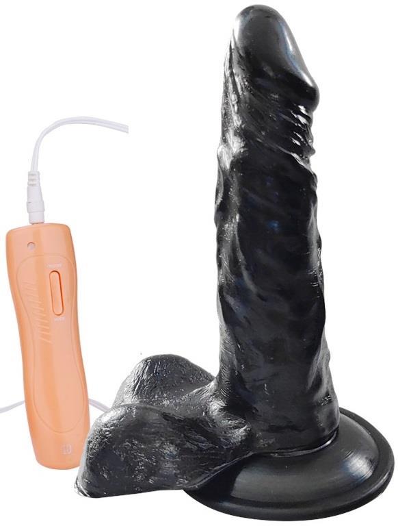 18 Cm Kalın Gerçekçi Et Dokusu 10 Mod Titreşim Dildo Zenci Vibratör Vantuzlu Realistik Siyah Penis