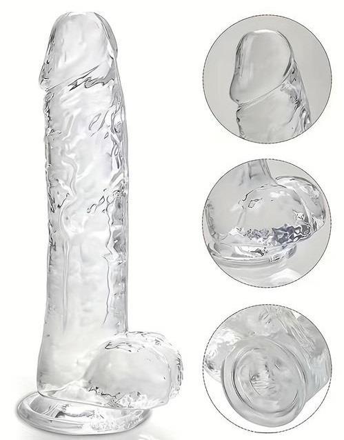 21 Cm Şeffaf Jel Dildo Gerçekçi Yumuşak Dokuda Güçlü Vantuzlu Esnek Dokuda Tasarlanan Yapay Penis