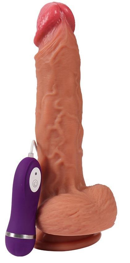 22.5 Cm Özel Doku Çift Katmanlı 10 Farklı Titreşimli Penis Dildo Gerçekçi Et Doku Realistik Vibratör