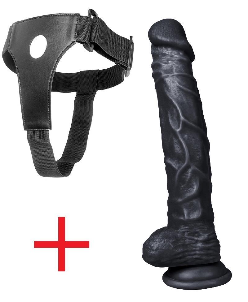 25 Cm Takma Kemerli Zenci Penis Gerçekçi Realistik Dokuda Vantuzlu Belden Bağlamalı Siyah Dildo
