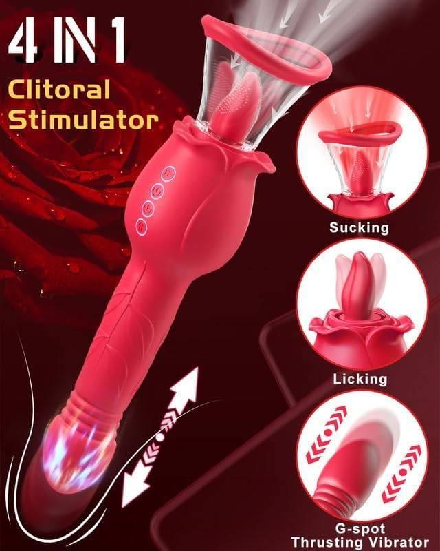 4 in 1 7 Mod Dil Atabilen 3 Mod Emiş Gücü Ve 3 Mod İleri Geri Hareket Titreşim Soft Silikon Vibratör