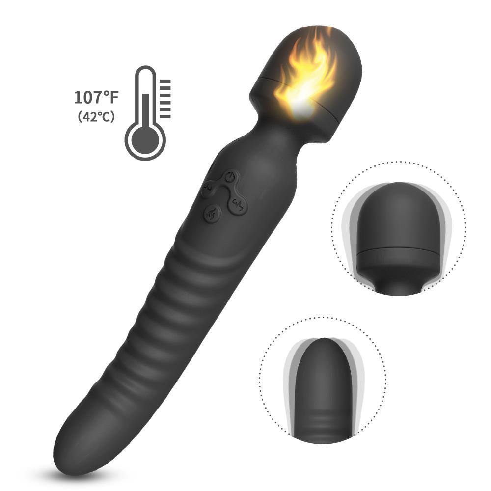 9 Titreşim Fonksiyonlu Ultra Soft Silikon Dokuda Çift Taraflı Kullanılabilen Şarjlı Isıtıcılı Dildo