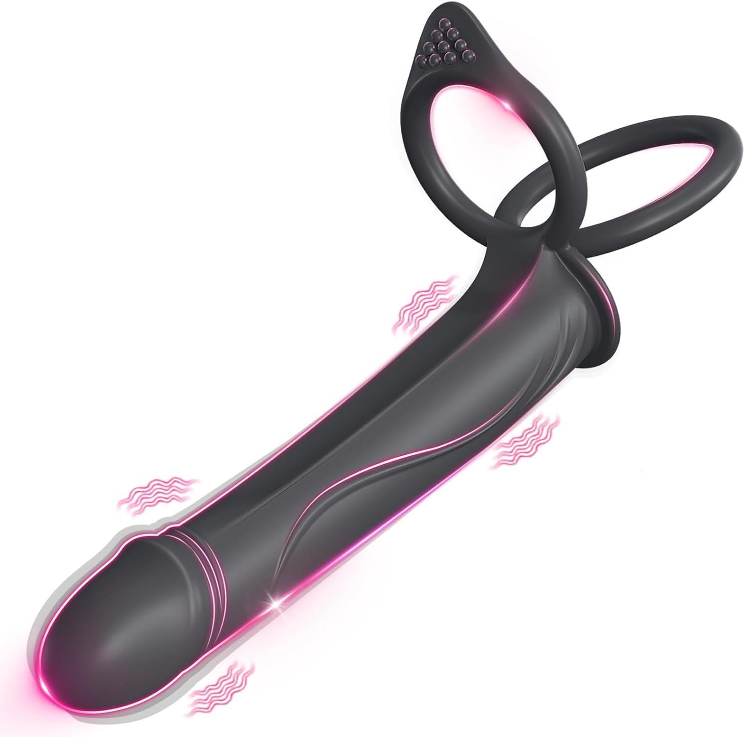 Anal Penetratör 10 Mod Titreşim Soft Silikon 14.5 Cm Testis Tutacaklı İlave Ek Penis Halkası Kılıfı