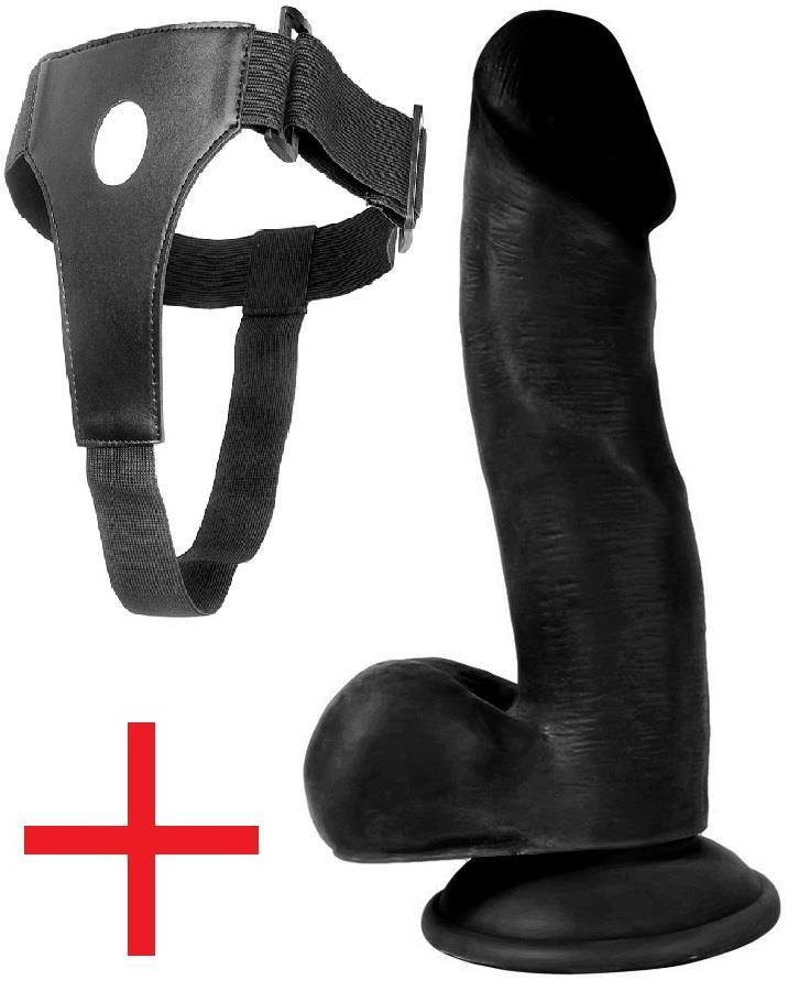 Anal Vajina 17.5 Cm Kemerli Zenci Dildo Gerçekçi Dokuda Takma Realistik Belden Bağlamalı Siyah Dildo