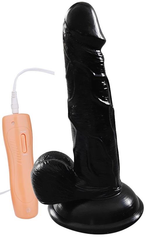 Anal Vajina Yumuşak Dokuda Vantuzlu Zenci Vibratör 16 Cm 10 Mod Titreşim Penis Siyah Realistik Dildo
