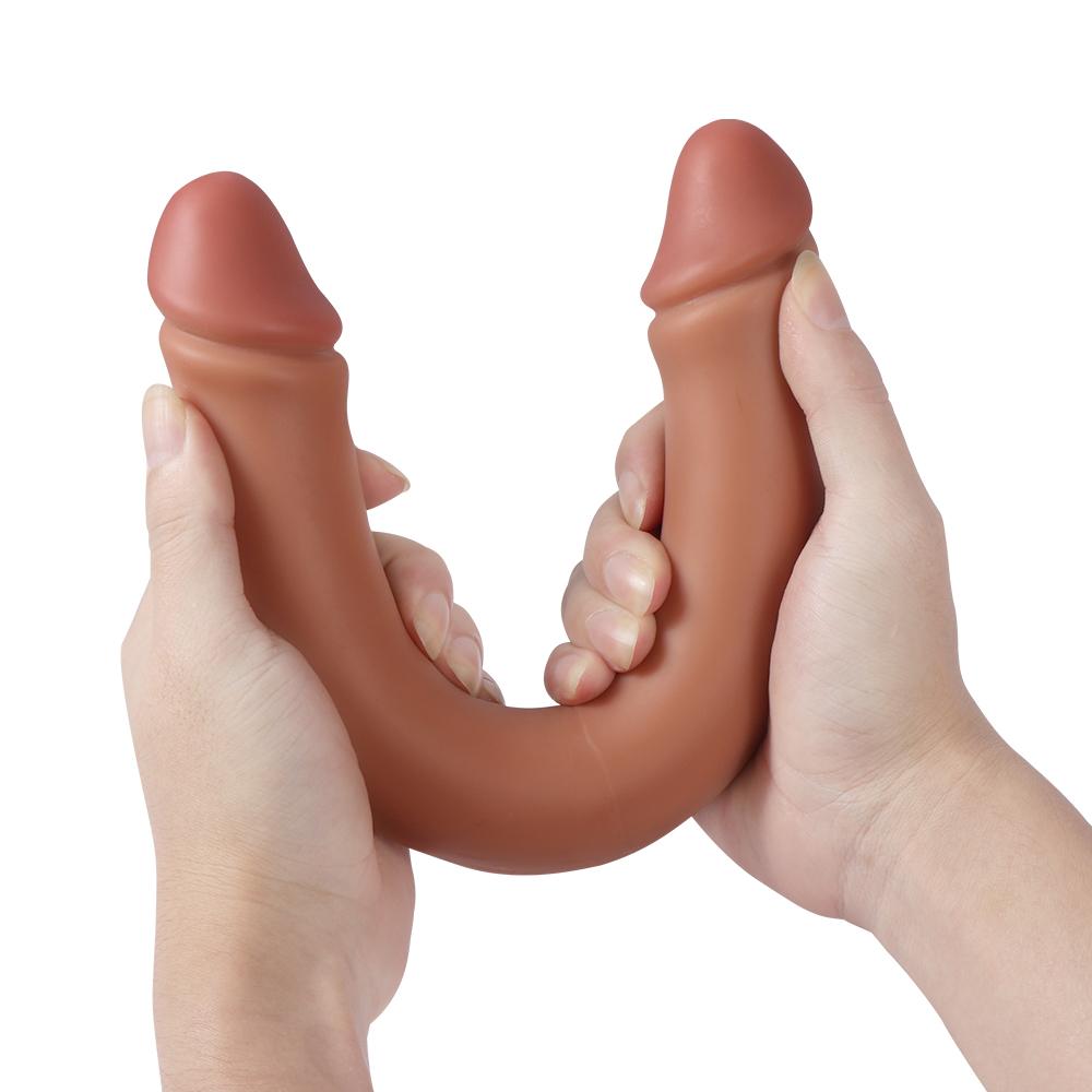Anal Vajinal Kullanılabilen Gerçekçi Et Dokusunda Çift Başlıklı Damarsız 34 Cm Realistik Dildo Penis