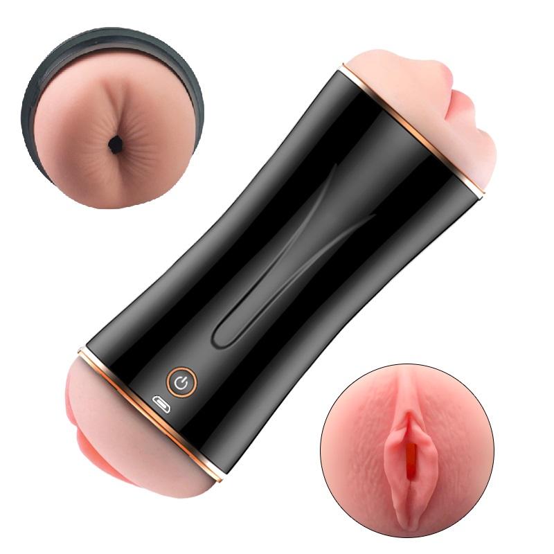 Anal ve Vajina Ultra Lüx Gerçekçi Doku Kulaklı Ses ve 10 Mod Titreşim Fonksiyonlu Mastürbatör Kupası