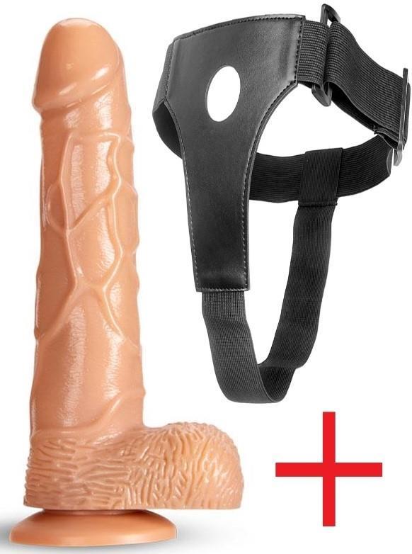 Belden Bağlamalı Gerçekçi Yumuşak Dokuda Deri Kemerli Penis 19.5 Cm Takma Vantuzlu Realistik Dildo