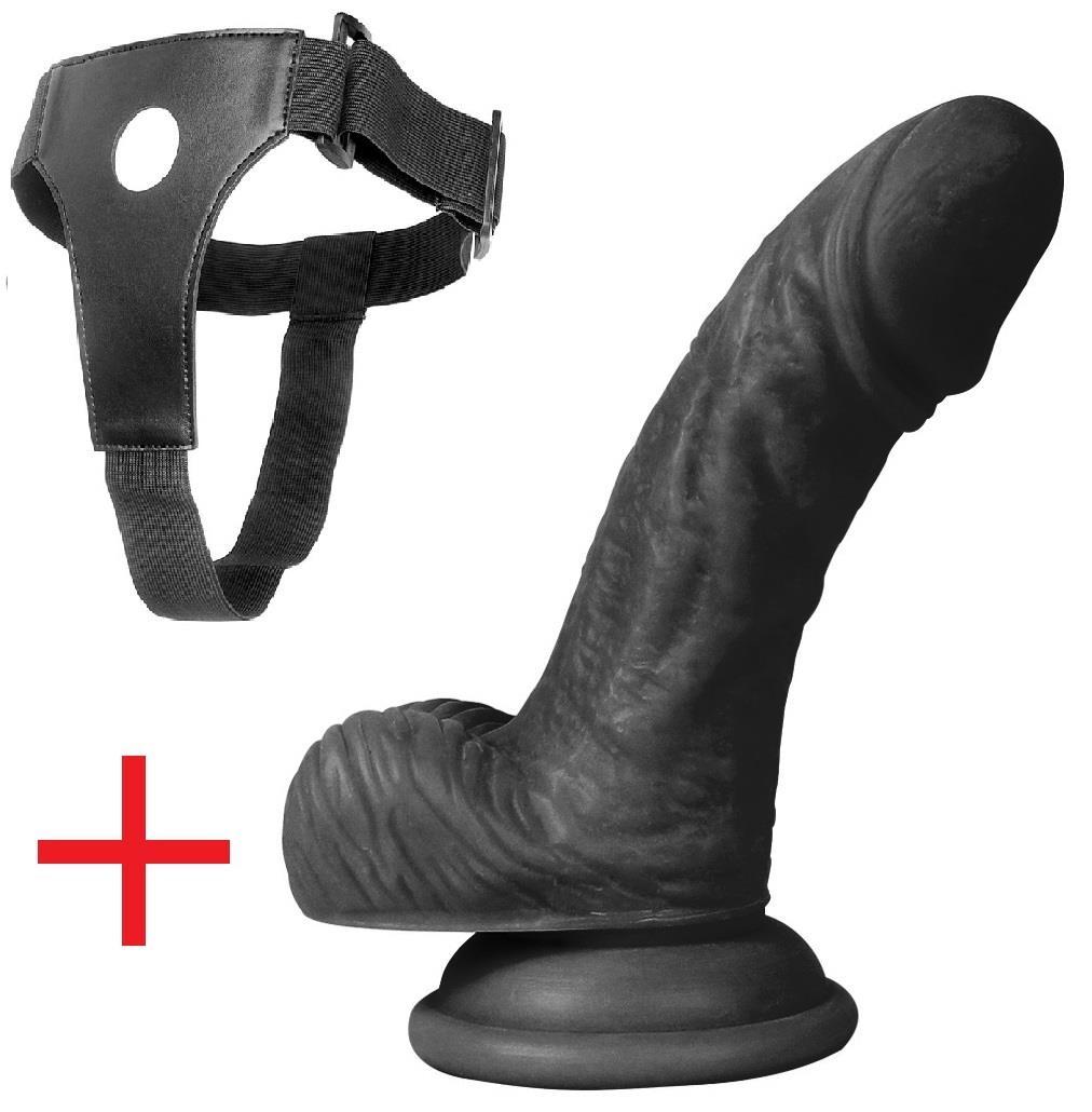 Belden Bağlamalı Kalın 13.5 Cm Anal Vajinal Zenci Dildo Gerçekçi Doku Takma Kemerli Realistik Penis