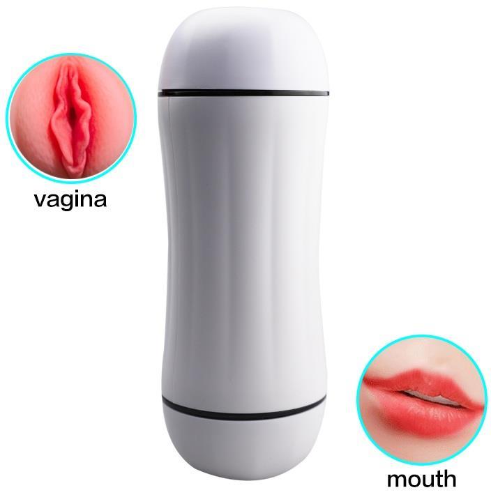 Çift İşlevli Gerçekçi Doku Vajina Ve Oral Ağız Dil Yapısı Fener Tipi Yapay Suni Mastürbatör Kupası