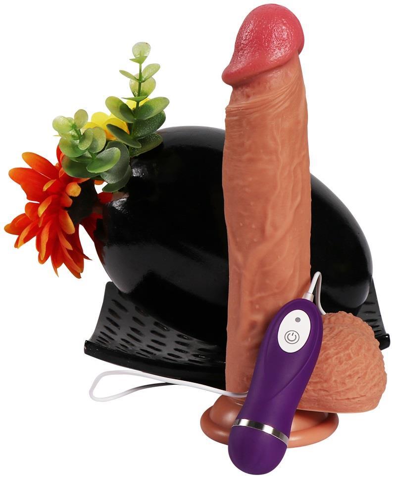 Çift Katmanlı 10 Farklı Titreşimli Dildo Gerçekçi Doku 22 Cm Penis Ekstra Yumuşak Realistik Vibratör