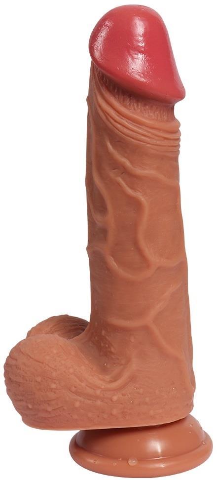 Çift Katmanlı Ekstra Yumuşak Doku 21 Cm Gerçekçi Görünüm Hissiyatında Vantuzlu Realistik Penis Dildo