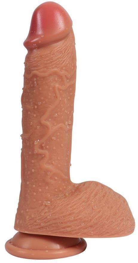 Çift Katmanlı Ultra Gerçekçi Yumuşak Esnek Ten Dokusunda 22 Cm Penis Güçlü Vanuzlu Realistik Dildo