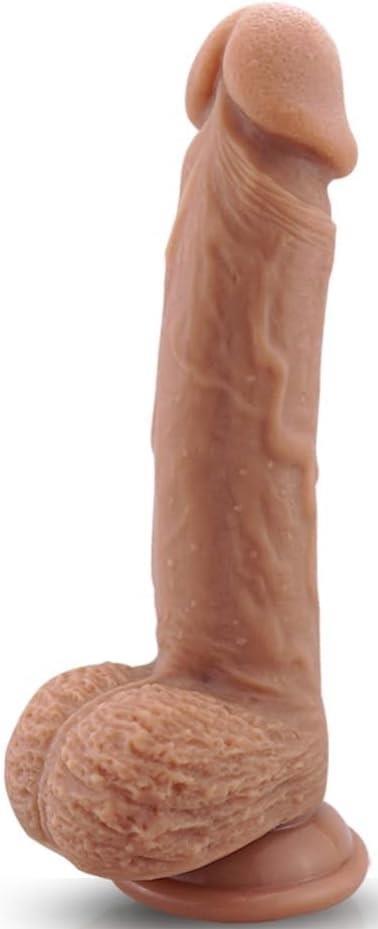 Çift Katmanlı Yumuşak Ten Hissiyatı Ultra Gerçekçi Dokuda 22 Cm Penis Güçlü Vantuzlu Realistik Dildo