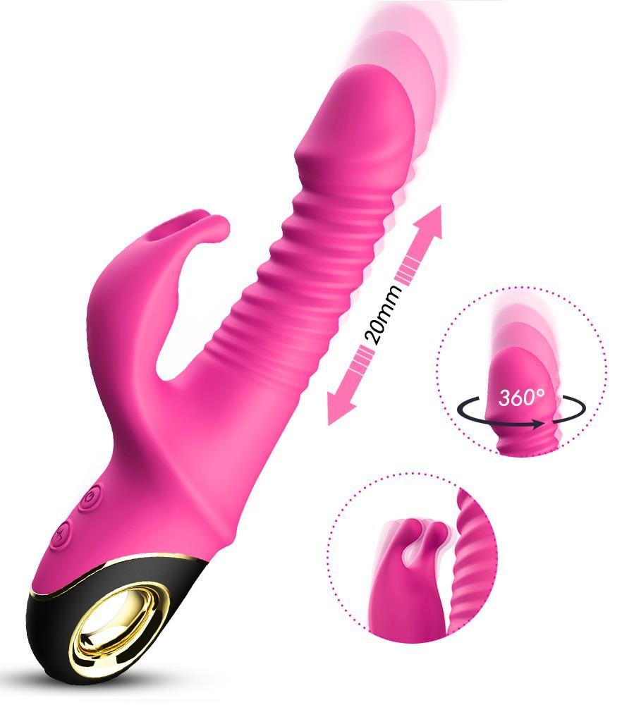 Çift Motorlu İleri Geri Hareket Edebilen 9 Mod Titreşim Usb Şarjlı Özel Silikon Doku Rabbit Vibratör