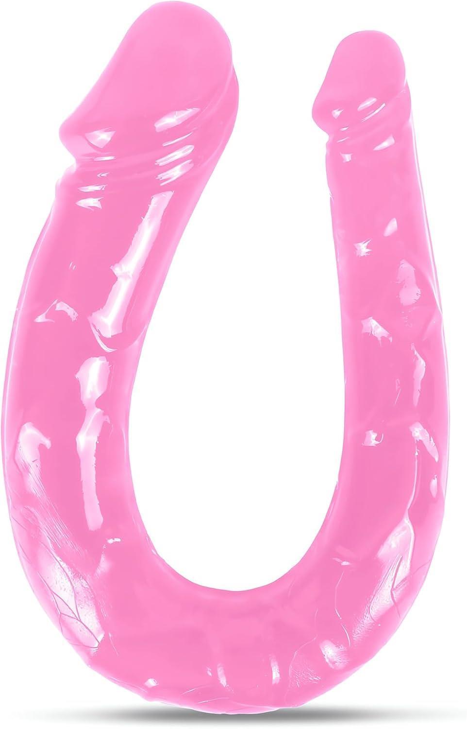 Çift Taraflı Anal Ve Vajina Kullanılabilen 28 Cm Çift Başlı Esnek Yumuşak Jel Dokuda Dildo Penis