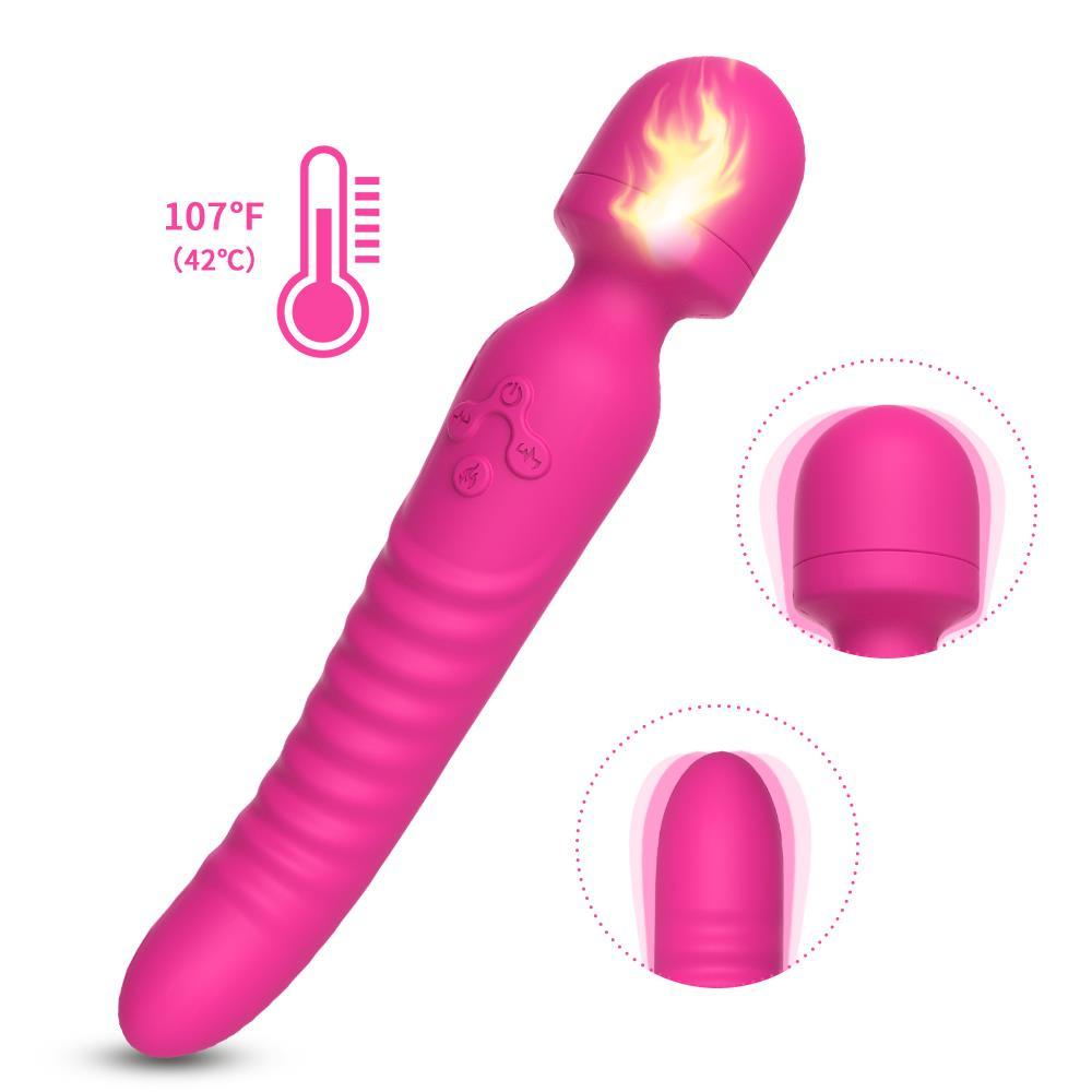 Çift Taraflı Kullanılabilen Silikon Doku 9 Mod Titreşim Şarjlı Isıtıcılı Dildo Orgazm Masaj Vibratör