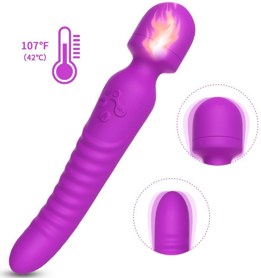 Çift Taraflı Kullanılan 7 Farklı Titreşim Dildo Şarjlı Isıtmalı Silikon Doku Orgazm Masaj Vibratörü