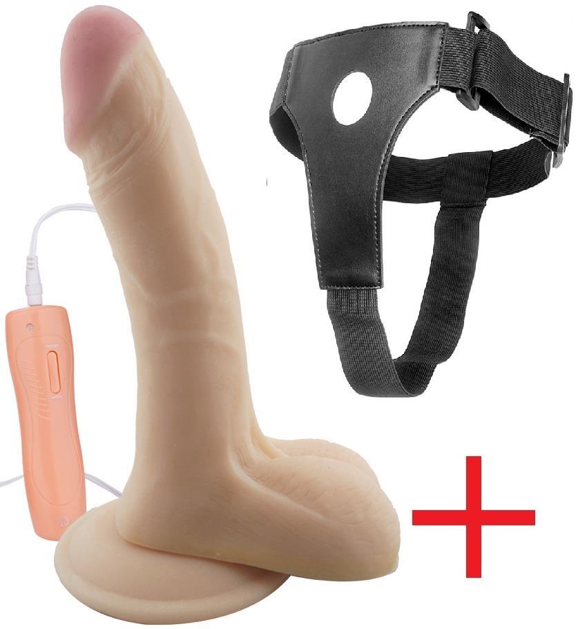 Deri Kemerli 20 Cm 10 Mod Titreşim Ten Hissiyatı Takma Dildo Belden Bağlamalı Realistik Vibratör