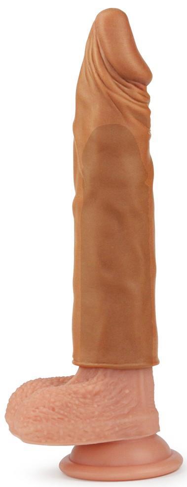 Dolgulu Gerçekçi Dokuda 5 Cm Uzatmalı 18.5 Cm Et Dokusunda Esnek Realistik Melez Penis Dildo Kılıfı