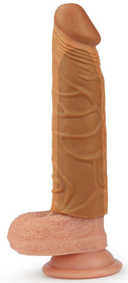 Et Dokusunda Esnek 3 Cm Uzatmalı Dolgulu 17 Cm Gerçekçi Ten Hissi Realistik Melez Penis Dildo Kılıfı