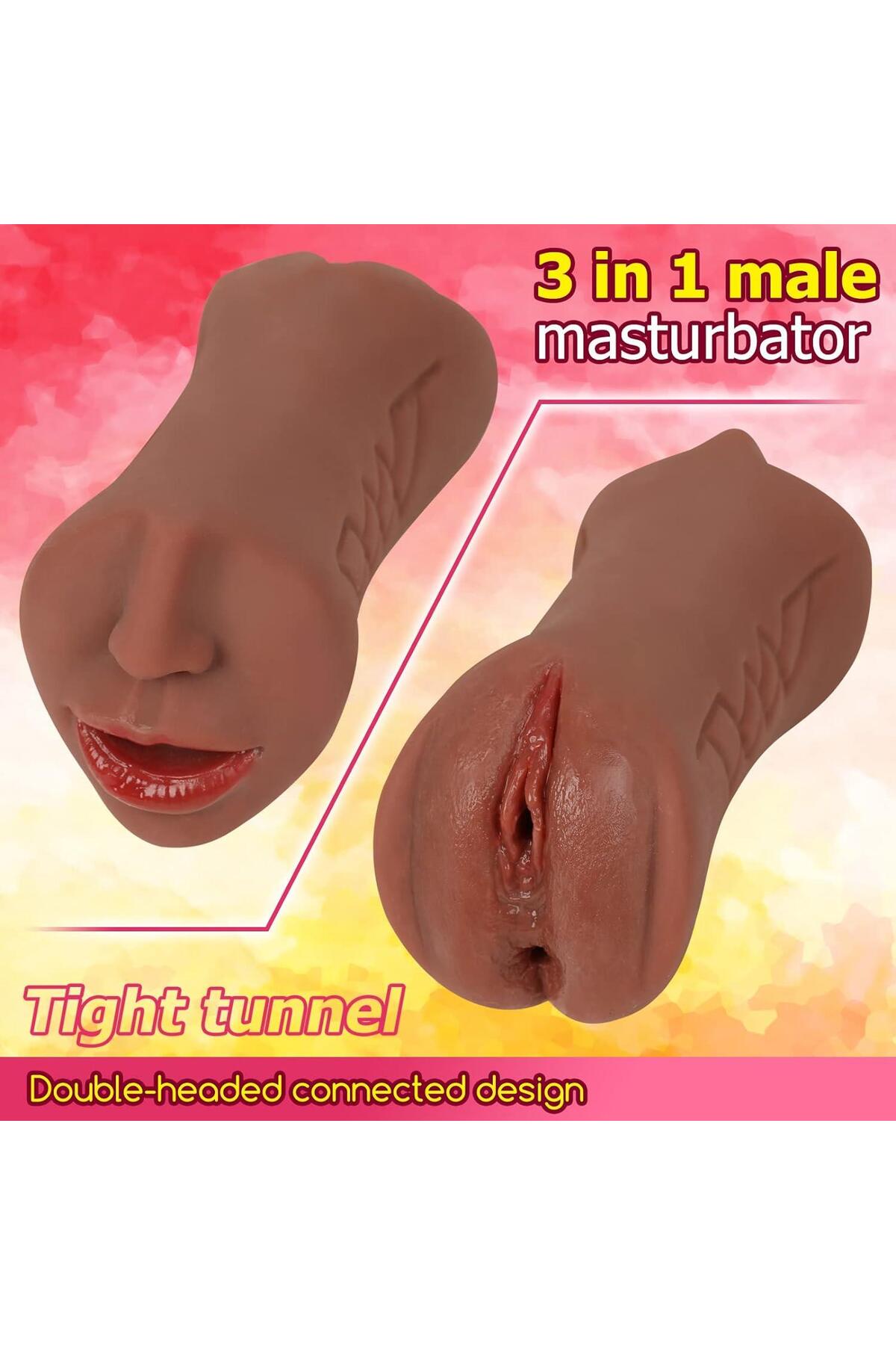 3 Girişli Oral Vajina Anal Esmer 21 Cm Gerçekçi Ağız Dil Ve Diş Yapısı Et Dokusunda Suni Mastürbatör