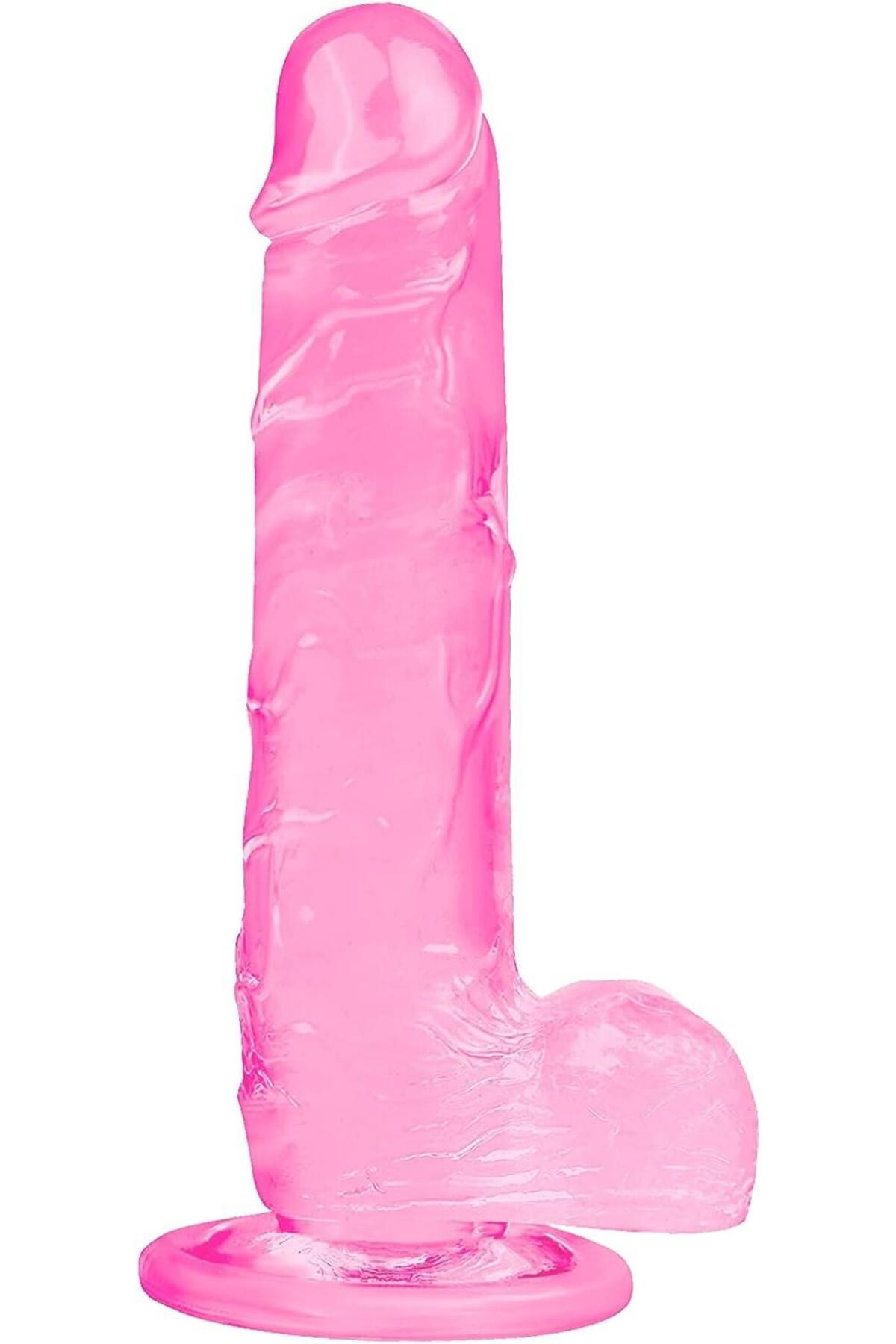 Yumuşak Gerçekçi 21 Cm Pembe Jel Penis Esnek Dokuda Tasarlanan Güçlü Vantuzlu Dildo