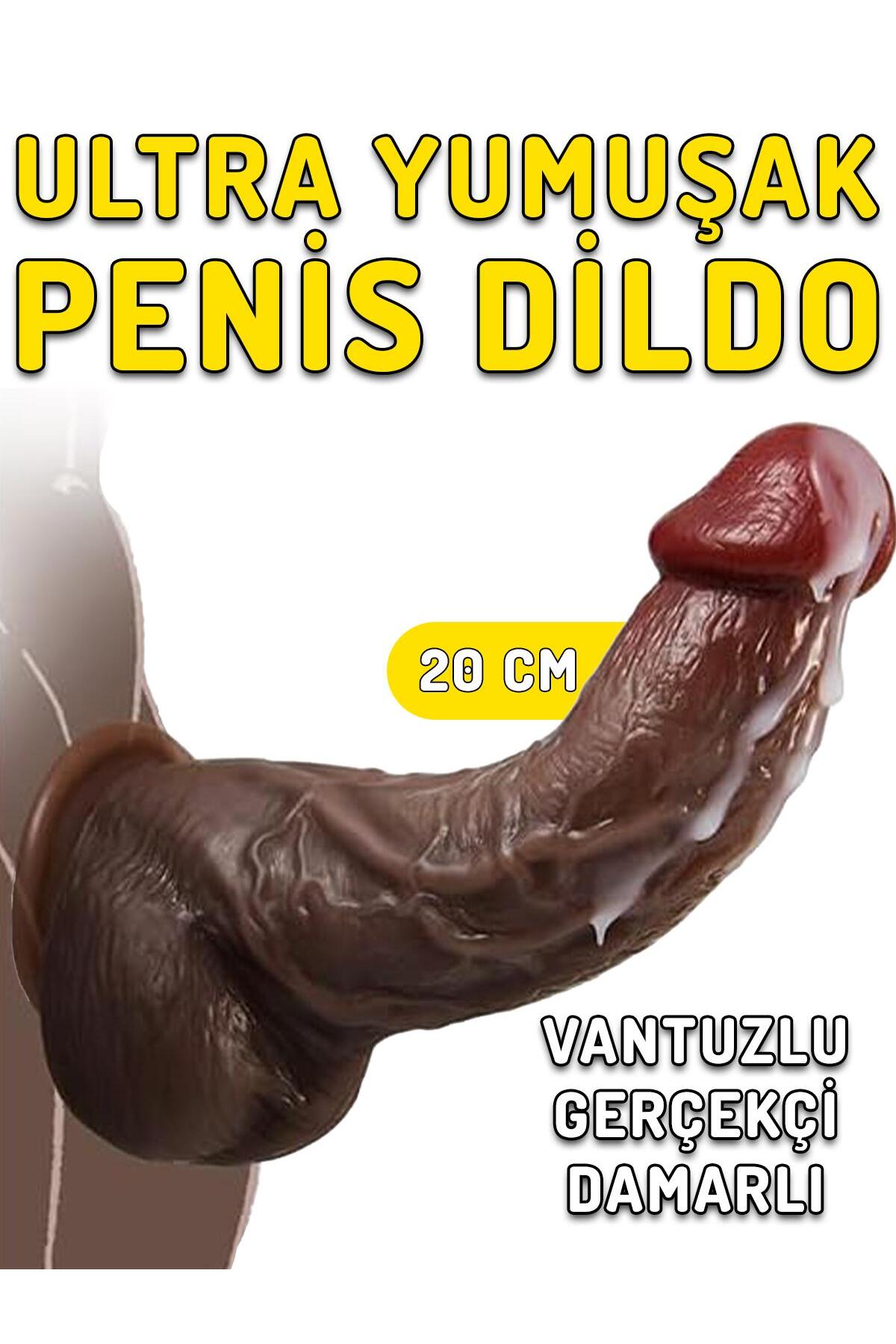 Yumuşak Dokulu Ultra Gerçekçi 20 Cm Kavisli Esnek Eğilip Bükülebilir Vantuzlu Penis Realistik Dildo