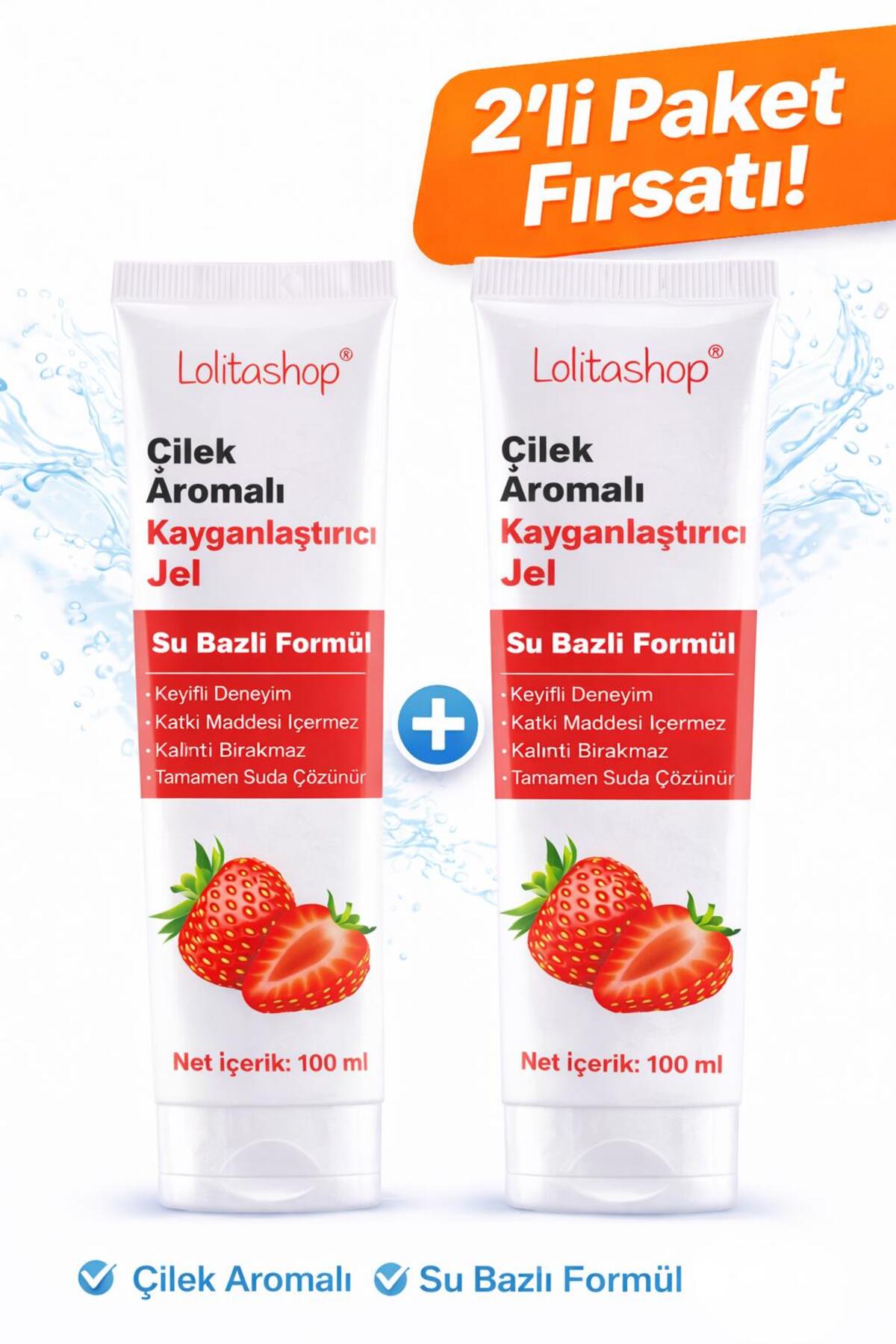2'li Fırsat Paketi Çilekli Su Bazlı 200 ML Aromalı Kaydırıcı Yenilebilir Kayganlaştırıcı Jel Seti