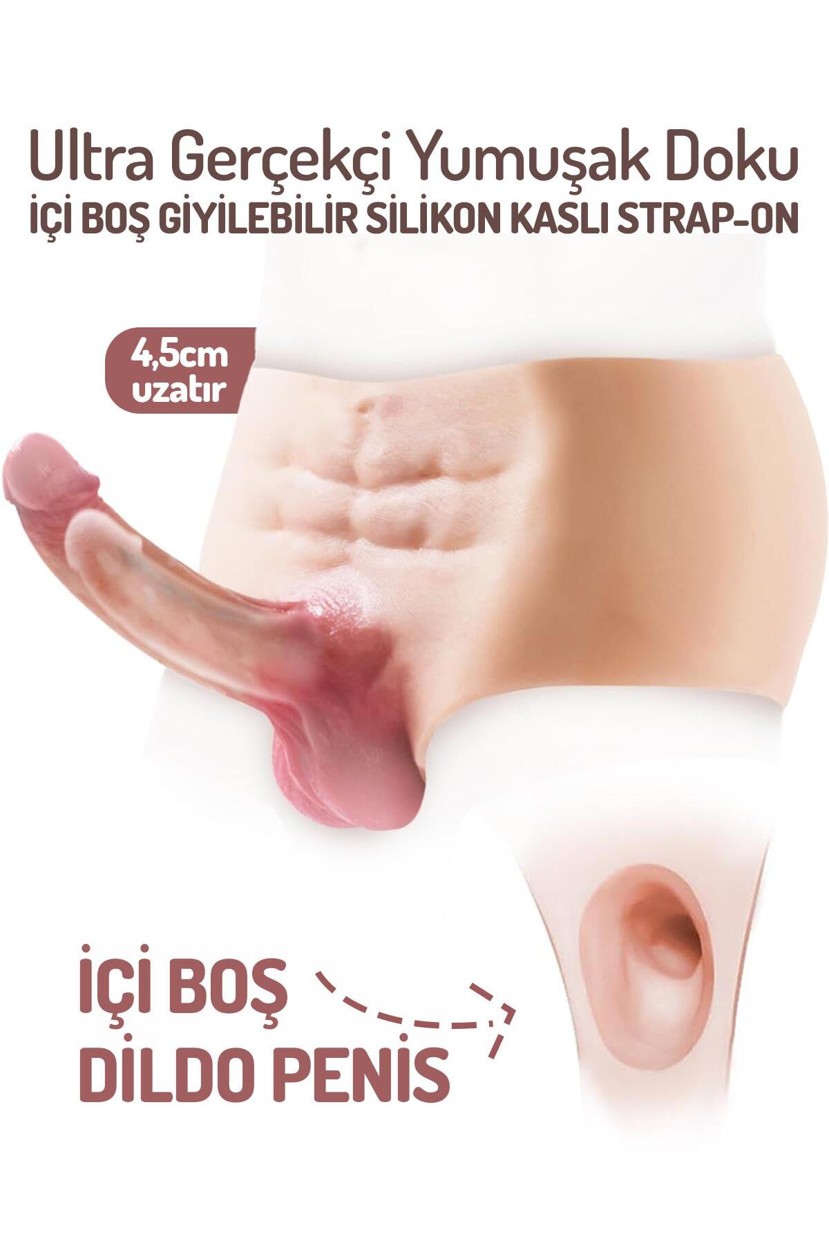 İçi Boş Penis Ultra Gerçekçi Yumuşak Dokuda Esnek Kaymaz Giyilebilir Silikon Kaslı Strap-On Dildo