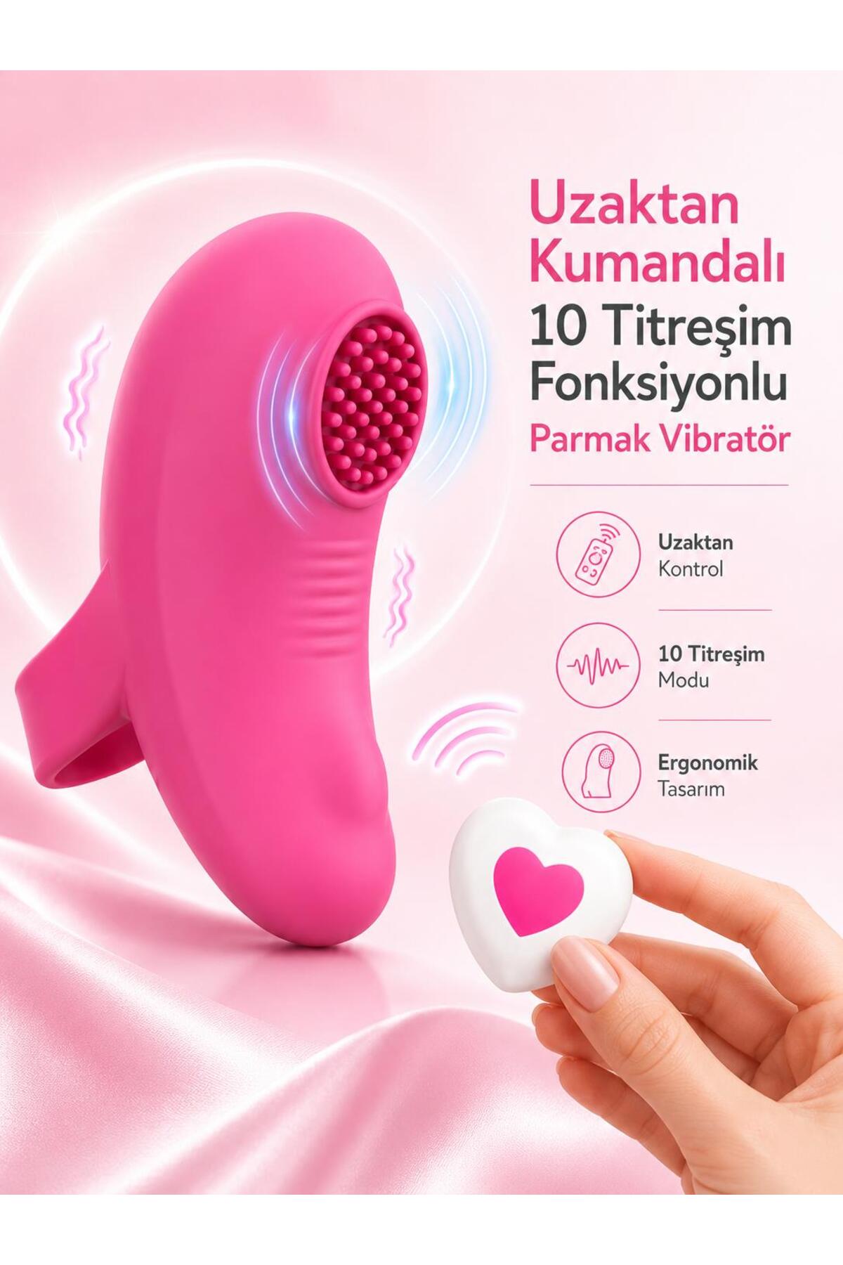 Uzaktan Kumandalı 10 Farklı Titreşimli Parmak Uyumlu Klitoris Uyarıcılı Şarjlı Soft Silikon Vibratör