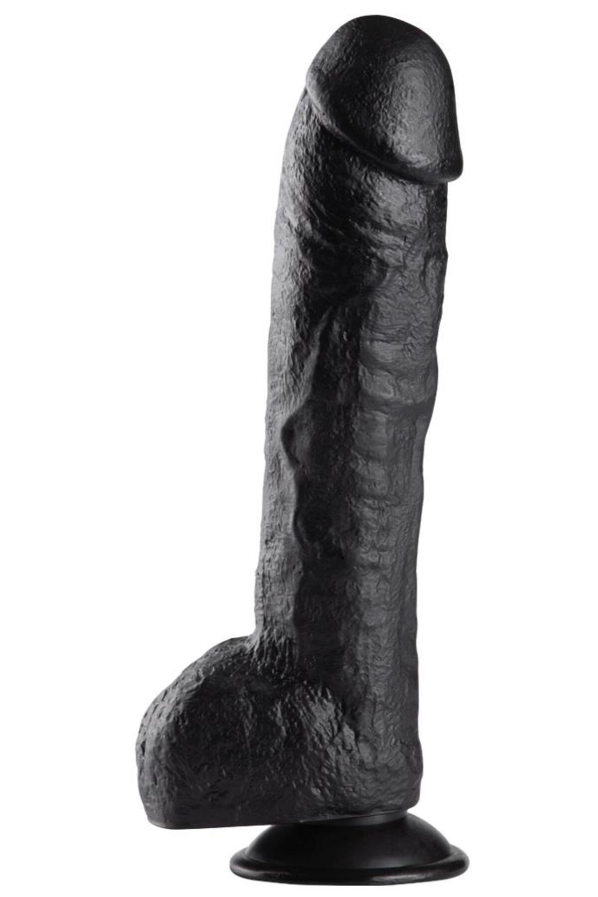 Ultra Gerçekçi Ten Dokusunda 31 Cm Kalın Büyük Boy Siyah Penis Güçlü Vantuzlu Süper Realistik Dildo