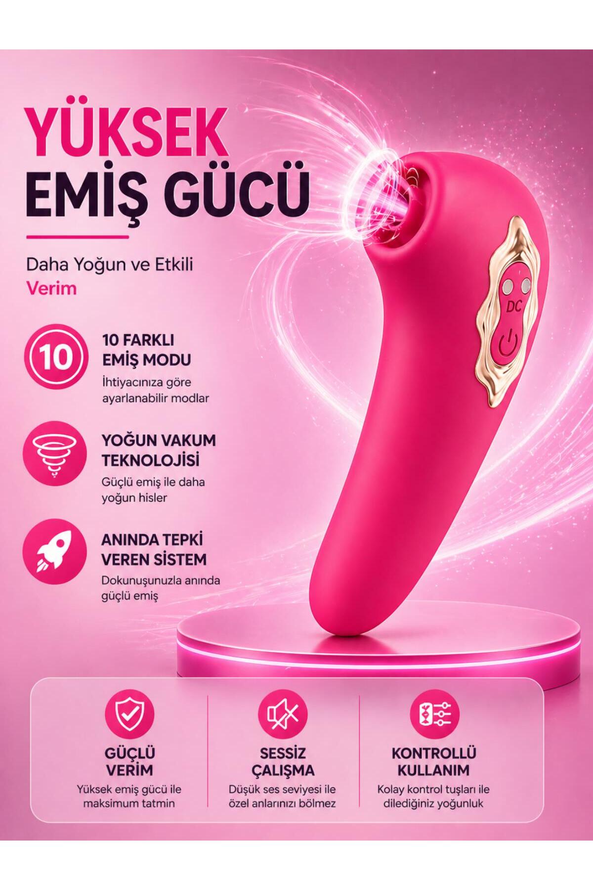 Klitoris Emme Hissi Veren Usb Şarjlı Emişli 10 Farklı Titreşim Soft Silikon Doku Uyarıcılı Vibratör