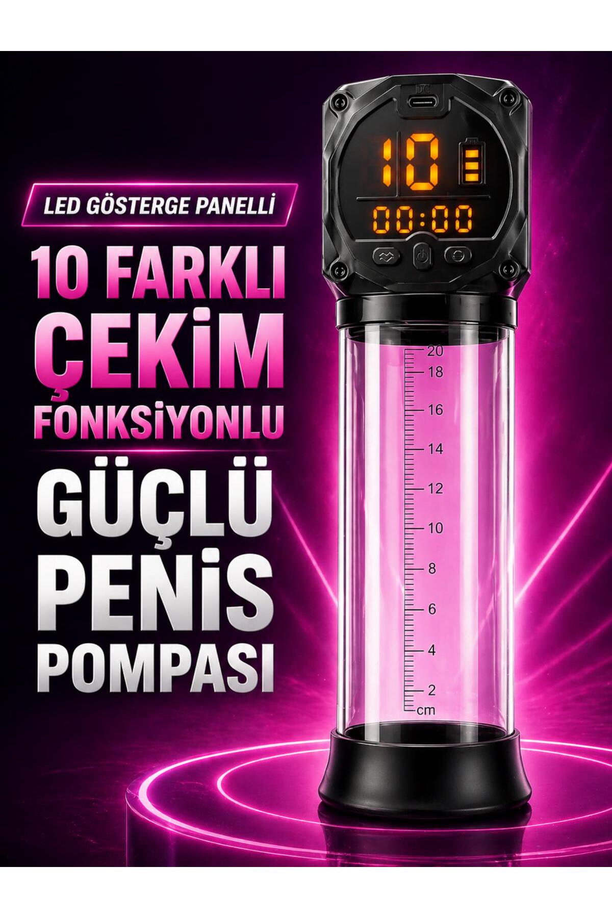 LED Göstergeli Şarjlı 10 Farklı Güçlü Vakum Emişli Kalınlaştıcı Uzatıcı Tam Otomatik Penis Pompası