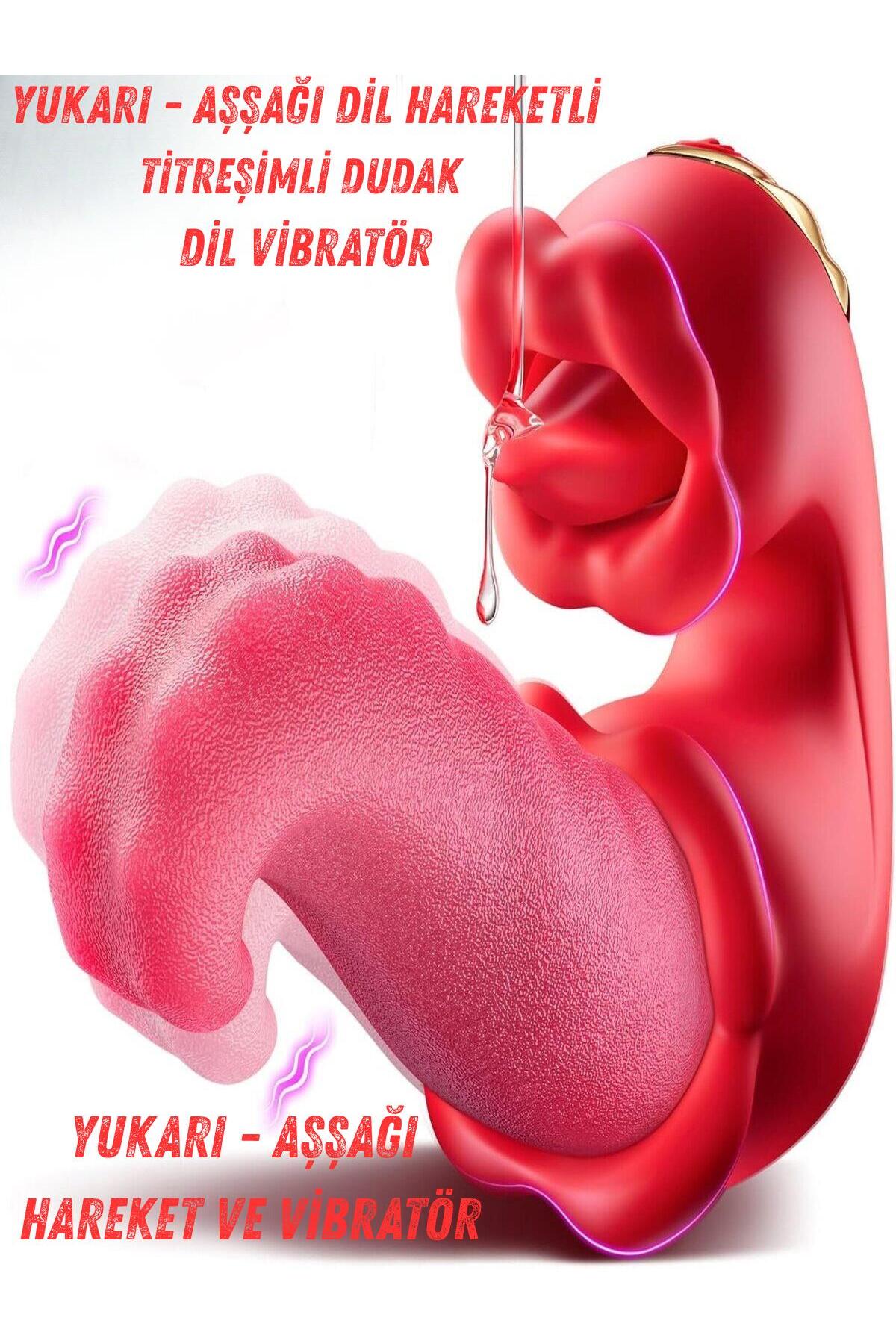 4in1 Yalama Dudak Hareketli Yukarı Aşağı Dil Titreşimli Şarjlı G Noktası Klitoris Uyarıcılı Vibratör