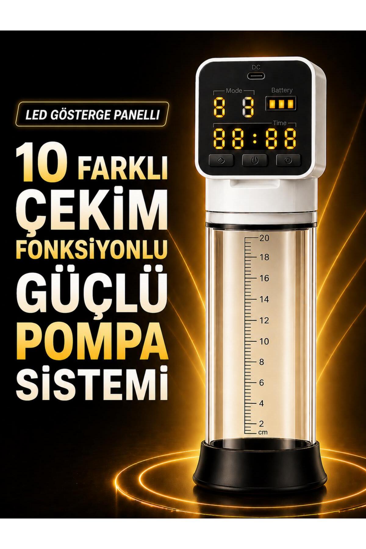 Kalınlaştıcı Uzatıcı LED Göstergeli Şarjlı Emişli 10 Farklı Güçlü Vakum Tam Otomatik Penis Pompası