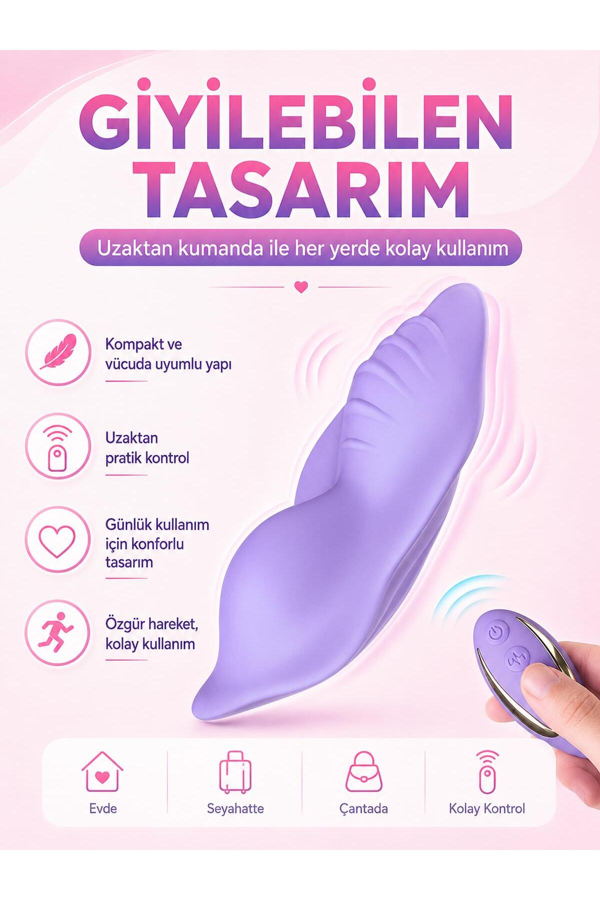 Uzaktan Kumandalı 9 Farklı Titreşim Ultra Soft Silikon Doku Klitoris Uyarıcılı Giyilebilir Vibratör