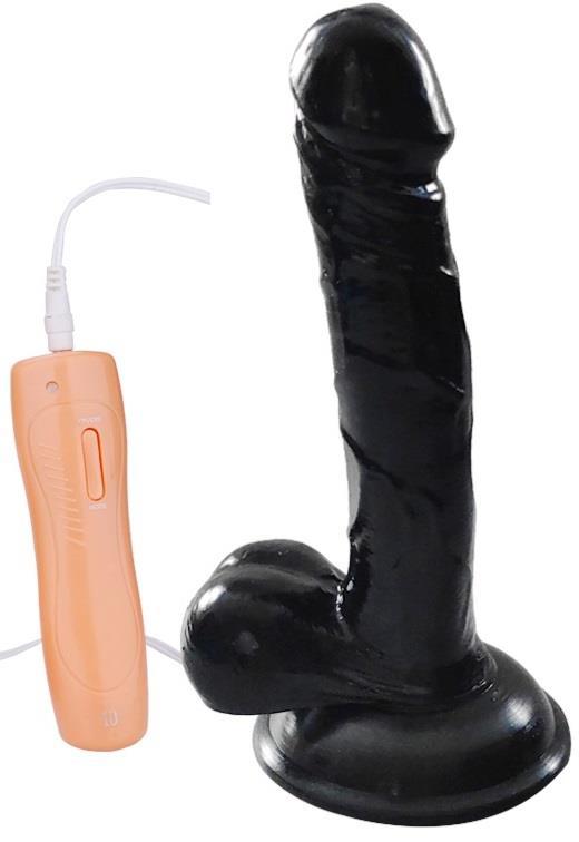 Gerçekçi Doku 19 Cm Güçlü Vantuzlu Zenci Dildo 10 Farklı Titreşim Penis Siyah Realistik Vibratör