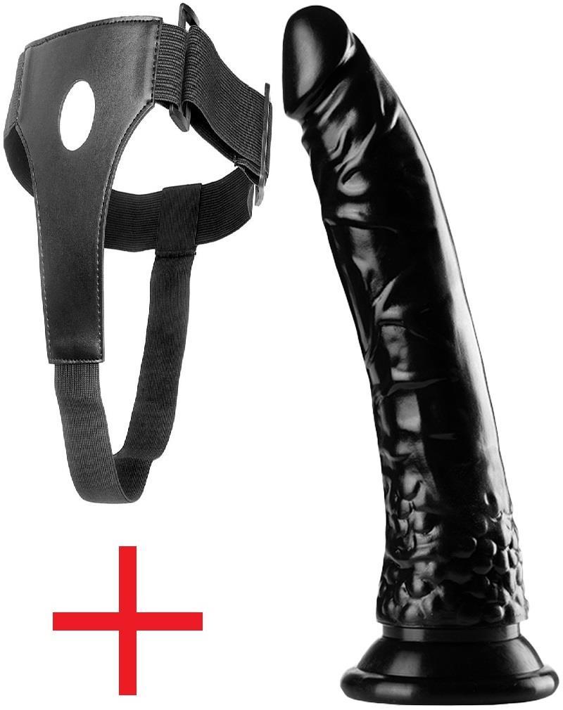 Gerçekçi Doku Belden Bağlamalı Zenci 21 Cm Kemerli Yumurtalıksız Realistik Takma Siyah Dildo Penis