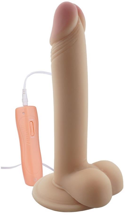 Gerçekçi Doku Damarsız 21 Cm 10 Mod Titreşim Oynar Başlıklı Vantuzlu Realistik Vibratör Penis Dildo