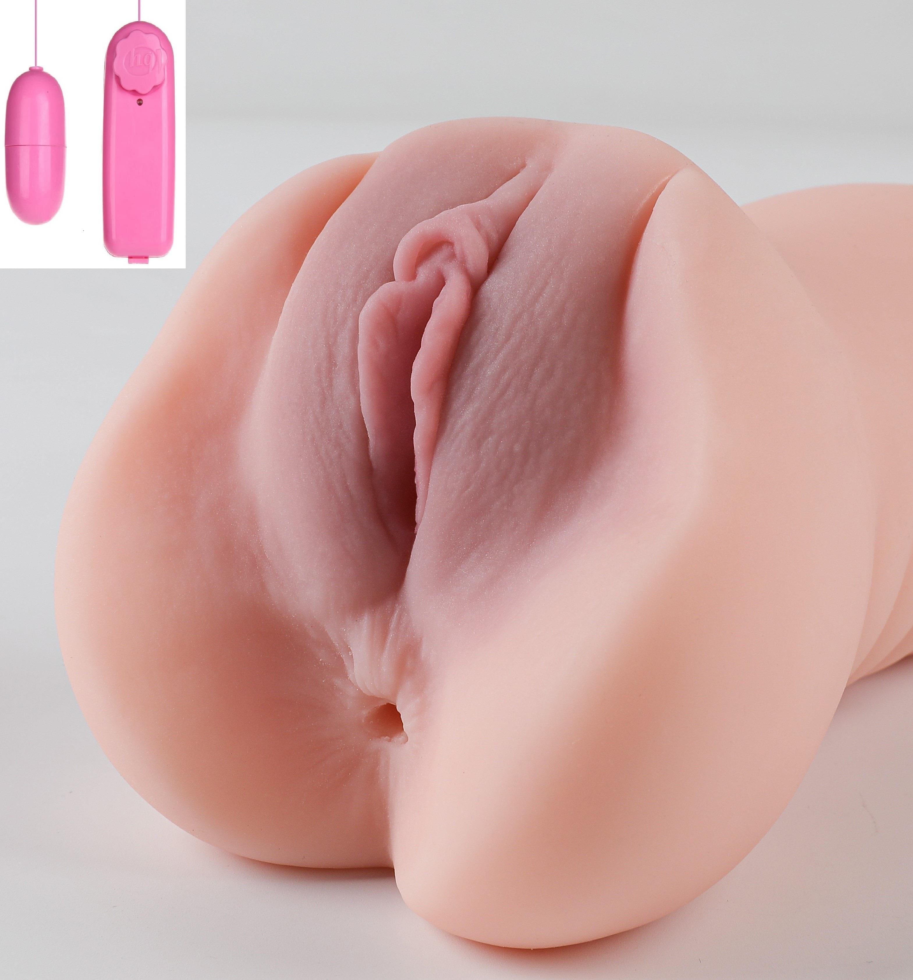 Gerçekçi Doku ve Hissiyat 17 Cm Anal Vajina Çift İşlevli Büyük Boy Titreşimli 3D Realistik Vajina