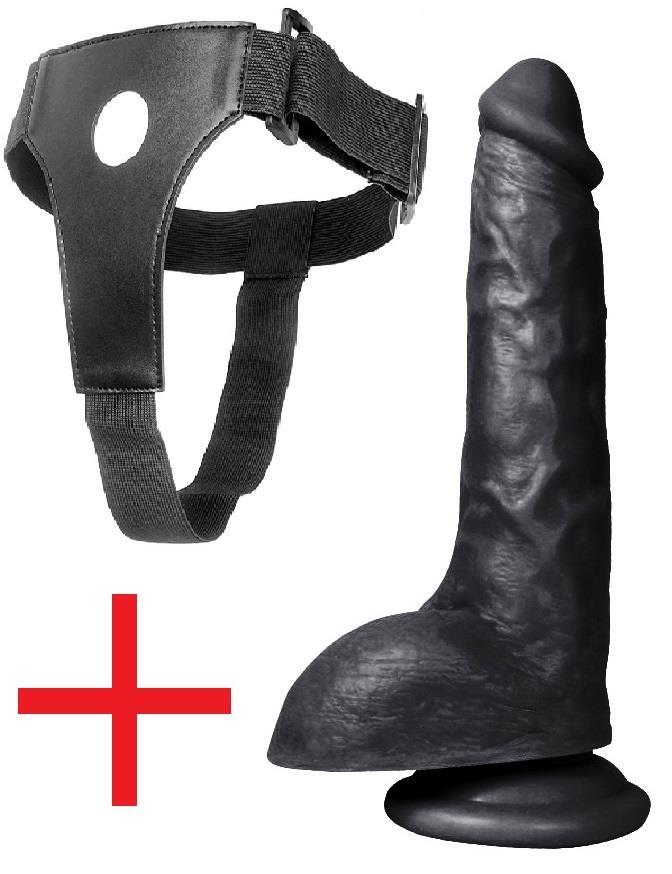 Gerçekçi Et Dokuda Kemerli Siyah Penis 25.5 Cm Vantuzlu Takma Realistik Belden Bağlamalı Zenci Dildo